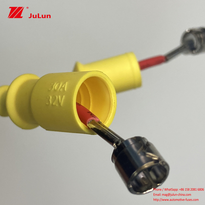 Support de boîte de fusible de faisceau de fil jaune étanche 30A 250V 5*20mm 6*30mm Tube en céramique de verre