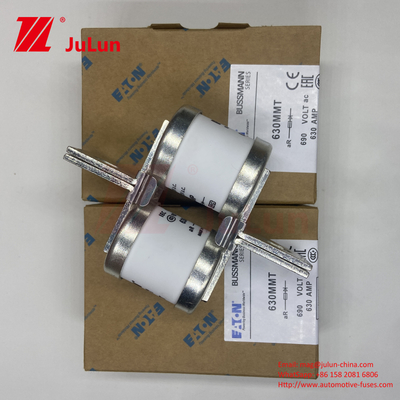 690V Voltage nominal BUSSMANN 630MMT Fuses automobiles en céramique avec double boulon à plaque plate Conception pour l'installation M6/M8