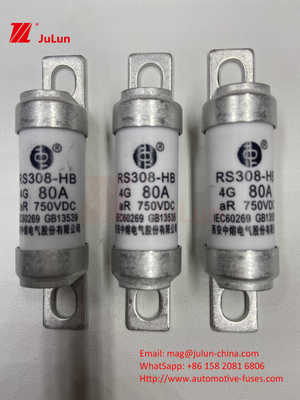 Fuseaux automobiles en céramique à 750 VDC RS308 HB 4G à haute température 10A 20A 25A 30A 40A 50A 63A 80A 100A Fuseau à 750 VDC