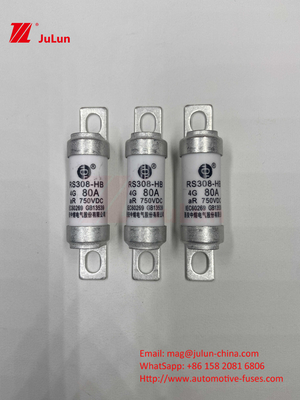 M6 Fuseau EV boulonné 750V 80A10A 30A 50A 750VDC Fuseau EV Hey sont adaptés pour le système de traction EV, conversion de puissance