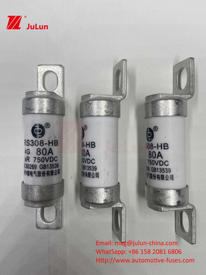 M6 Fuseau EV boulonné 750V 80A10A 30A 50A 750VDC Fuseau EV Hey sont adaptés pour le système de traction EV, conversion de puissance