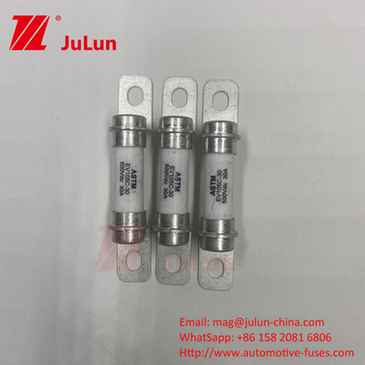 Stockage de l'énergie par batterie 50A Fuseau à rupture élevée 500VDC Tube en céramique DC Fuseau à rupture élevée 30A Protection de la sécurité Véhicule électrique