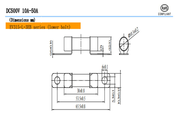 EV315-H EV315-L 3E / 3EB / 3ED Des fusibles pour véhicules routiers DC500V 10A-50A spéciaux pour voitures électriques