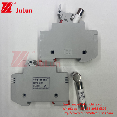 Porteur avec fusible en céramique pour la protection des modules photovoltaïques 15A fusible photovoltaïque solaire 1000V 10*38mm Din Rail fusible solaire