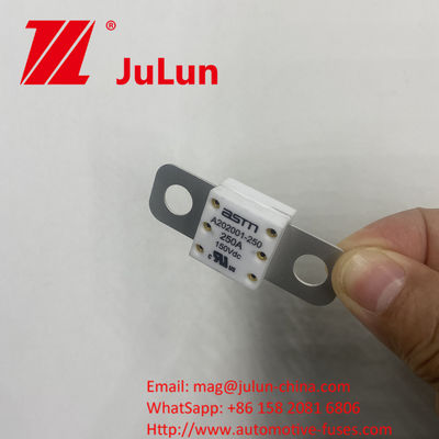 250A 150VDC A202001 ASTM Ceramique fusibles automobiles pour le chargeur de voiture et etc. Fabriqué en cuivre céramique argent quartz sable or