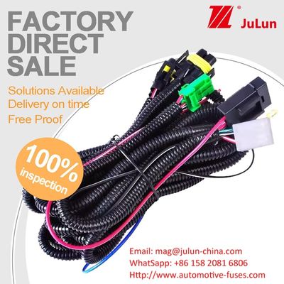 Lumières de brouillard Relais de fusible Kit de montage de commutateur Cable isolant en caoutchouc Automobile 9006 LED Bar de lumière câblage du harnais avec DRL pour voitures