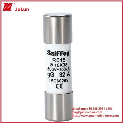RS15 GG32A 500VDC 100KA Fuses automobiles en céramique 10*38mm Porteur IEV60269