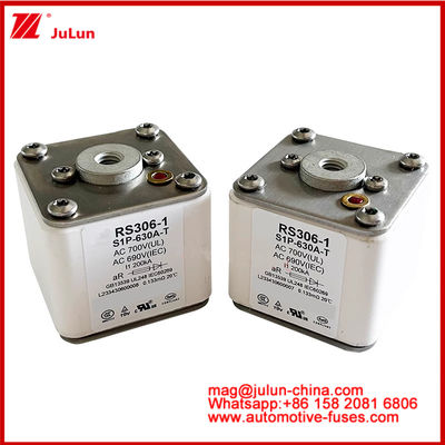 RS306-1 S1P-630A-T AC700 ((UL) Ar AC690V ((IEC) 200KV Fuseau carémique carré EV ou HEV Traction de véhicule électrique