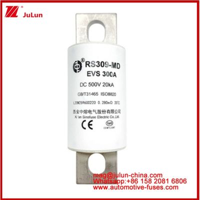 RS309-MD EVS-300A Fuseau tubulaire carémique DC500V 20KA Structure de connexion boulonnée du véhicule électrique Conception d'application automobile Excellente performance en courant continu