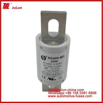 250A 500VAC Ev Fuse RS309-MD-200KA 500VDC 50KA AR Carémique à courant continu Performance Tubulaire Pour automobile