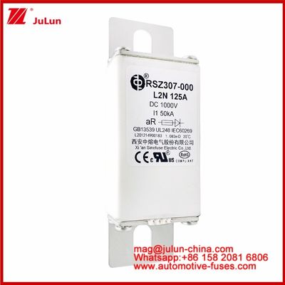 125A DC1000V 50KA AR Carémique Tubulaire RSZ307-000 Fuseau L2N Pour la protection EV/HEV Dans la conception de la monture de boulons automobiles