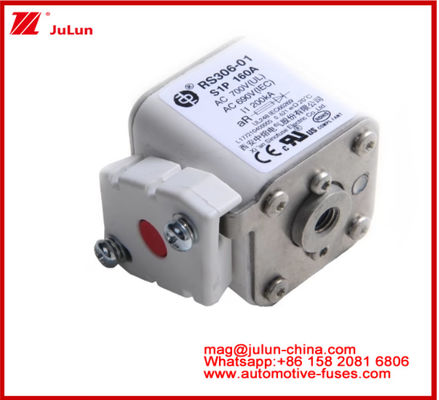RS306-01-S1P160A AC700 ((UL) AR AC690V ((IEC) 200KV Fuseau en céramique carrée EV ou HEV Monture à tamis Petite taille Capacité de rupture de protection contre le court-circuit par courant nominal élevé