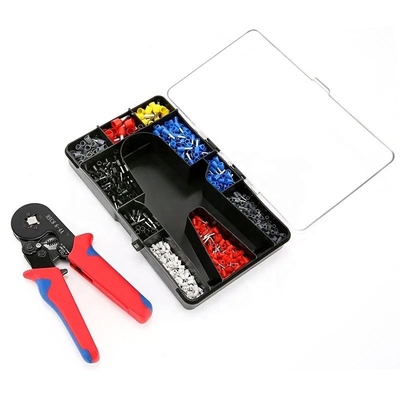 Petites pinces à pincer manuelles avec différents types de bornes 1200pcs ménage électrique isolée mini fil de ferrule tubulaire terminal pincer kit