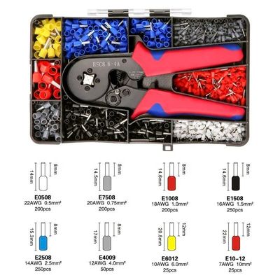 Convient polyvalent mini fil de ferrule terminal tubulaire Crimping Plier Kit 1200pcs ménage électrique isolé