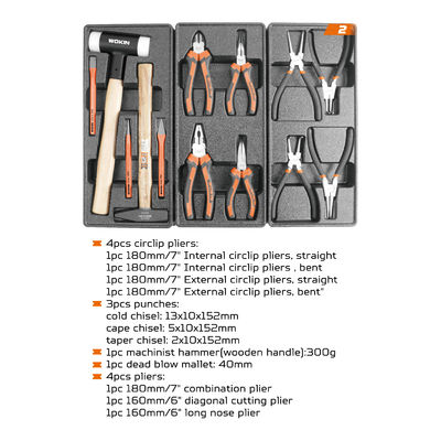 Coffre à outils polyvalent Équipement Ensemble d'outils Quincaillerie 163 pièces Outils