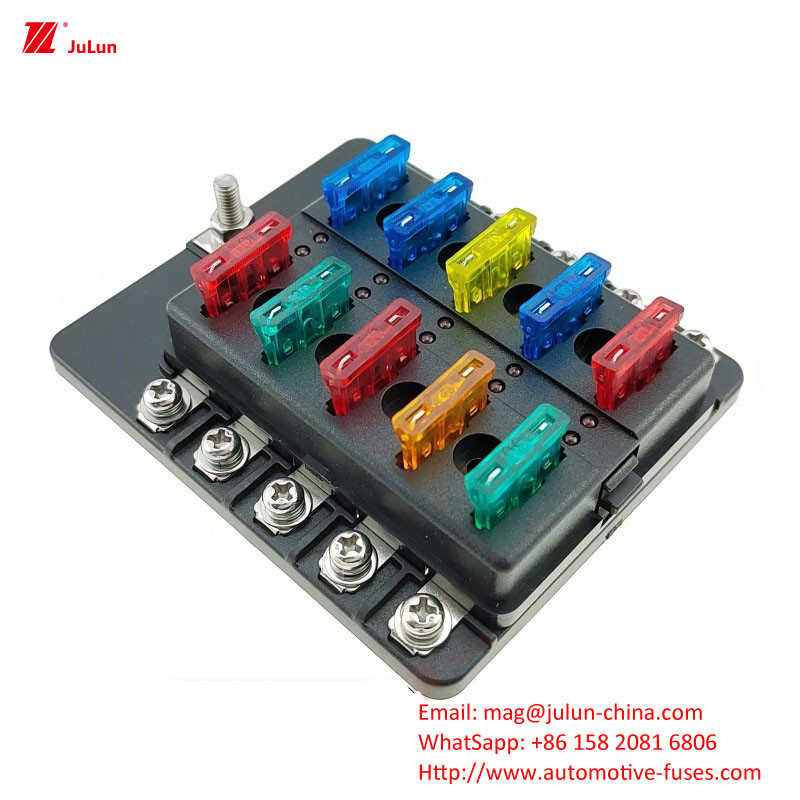 Boîte à fusibles 12 voies Positif et négatif siège de sécurité de voiture bateau avec LED Car Light Insert Automatique réinitialiser voiture fusible mer
