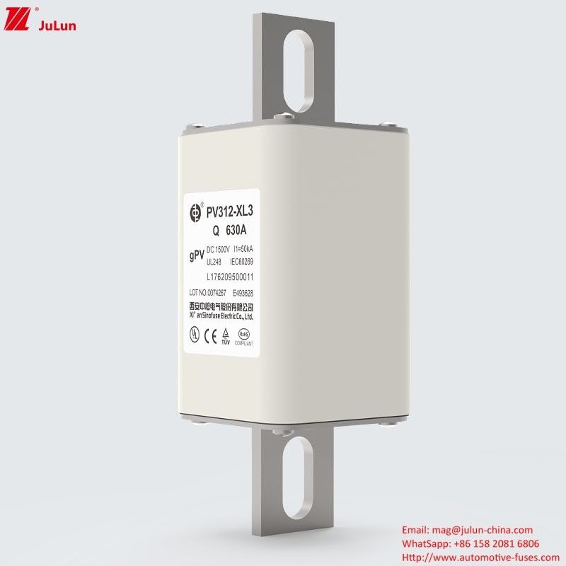 PV312-XL3-Q 630A Fuses de protection photovoltaïques boulonnées avec homologation UL TUV CE RoHS