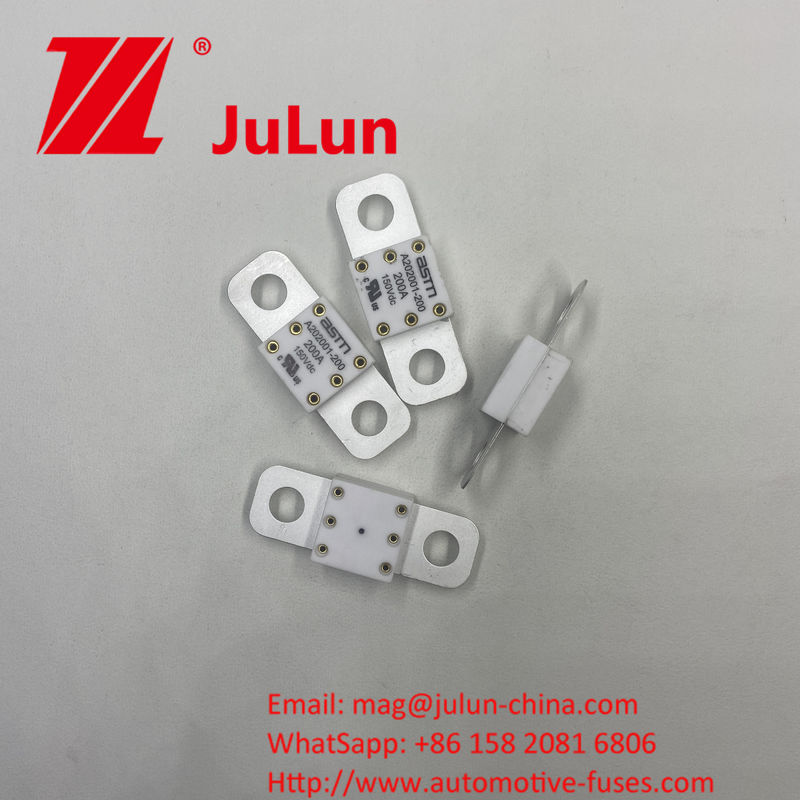 150VDC Voltage nominal Ceramique A202001-500A Fuses automobiles avec une distance de trou de 39 mm Fabriquées en cuivre argent quartz sable et or