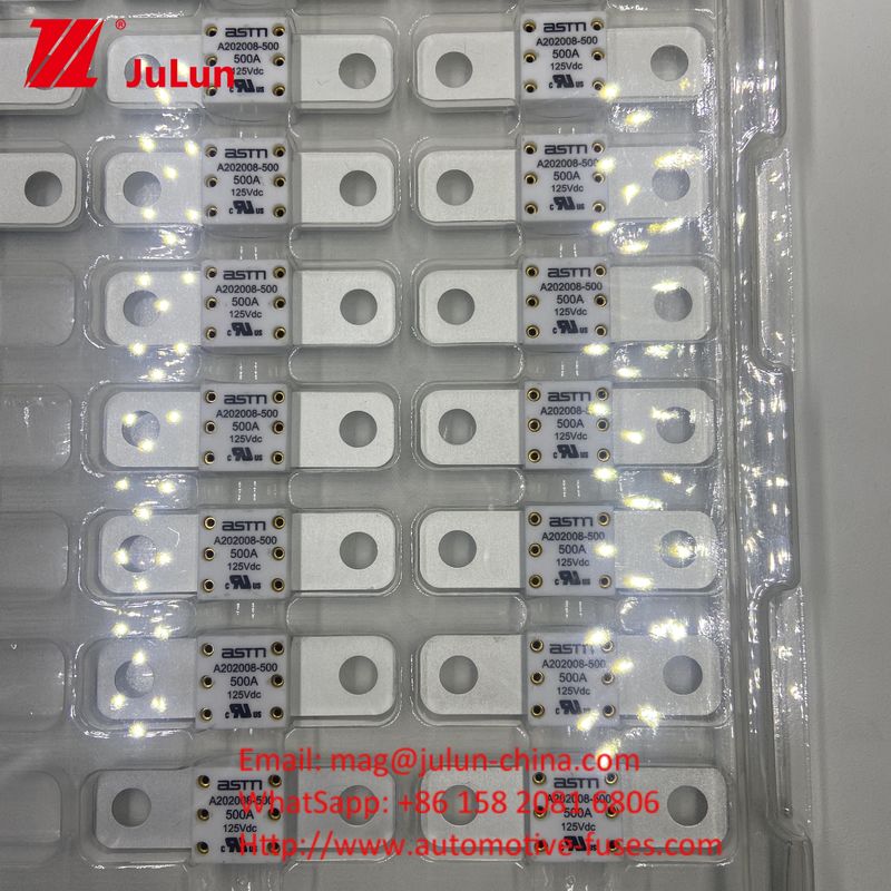 A202008 ASTM 350A 125VDC Fuses automobiles en céramique Caractéristiques électriques 1.0En 4 heures 3.0En 10s Max.