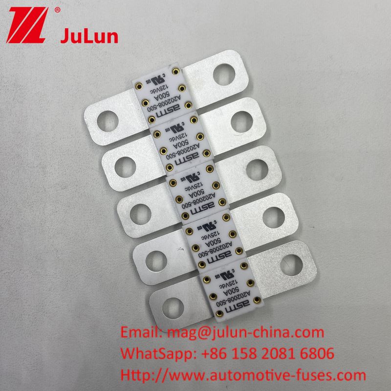 68*17.7*12mm A202008 350A 125VDC EV FUSE Haute capacité de rupture inférieure à 125Vdc Pour optimiser les performances des véhicules électriques