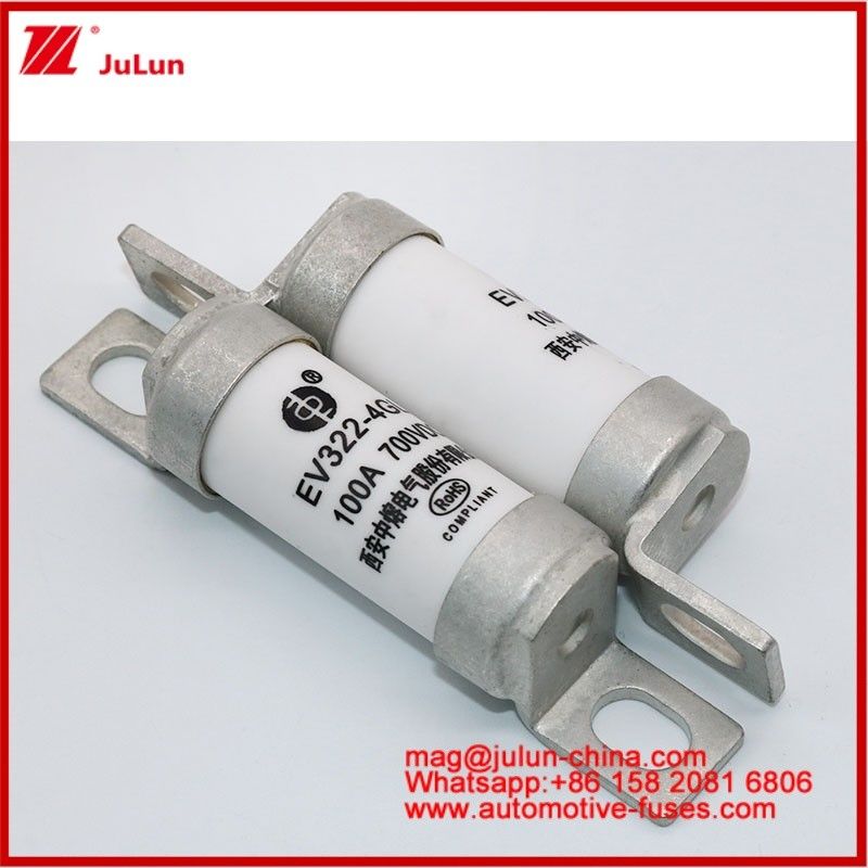 EV322 4GL 100A DC700V EV ou HEV Véhicule électrique Taille compacte Courant nominal élevé Structure boulonnée Fuseau céramique tubulaire