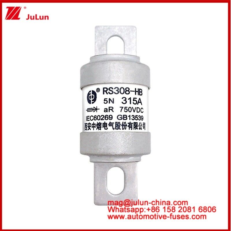 M6 boulonné 5N 315A AR 750VDC-1 Véhicule électrique Fuse Traction Carémique Tubulaire Conversion de puissance Stockage d'énergie Chargeur embarqué