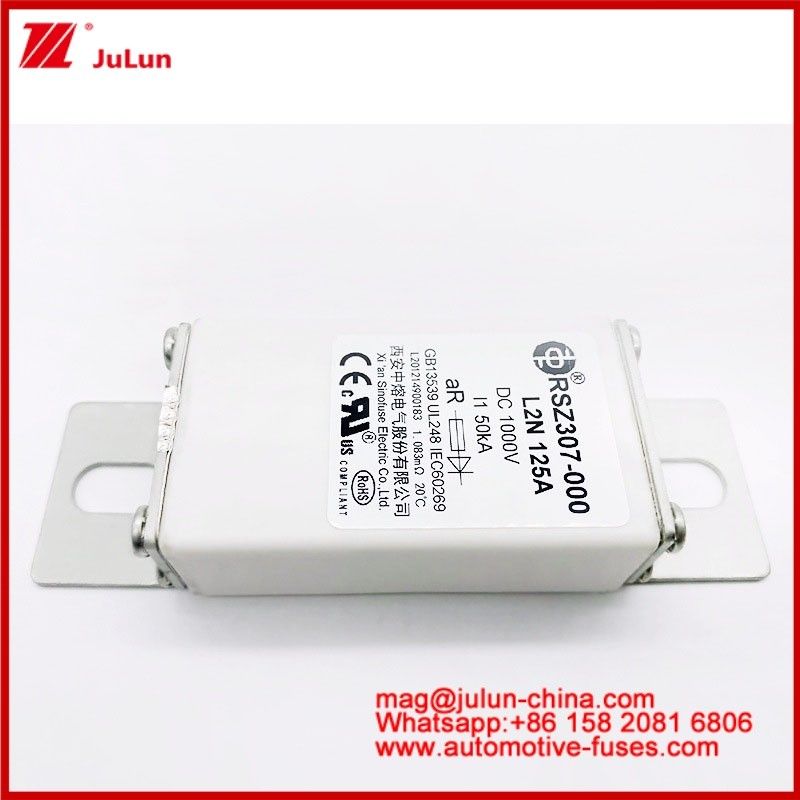 125A DC1000V 50KA AR Carémique Tubulaire RSZ307-000 Fuseau L2N Pour la protection EV/HEV Dans la conception de la monture de boulons automobiles