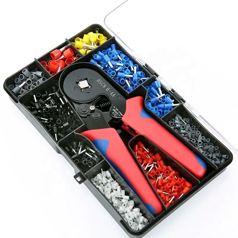 Convient polyvalent mini fil de ferrule terminal tubulaire Crimping Plier Kit 1200pcs ménage électrique isolé