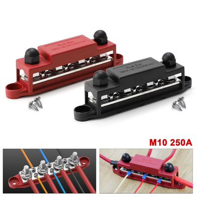 4 poste de distribution d'alimentation du bloc de bus Bar avec couverture 250 Amp nominale Marine Automotive Terminal Block Distribution d'alimentation Bl