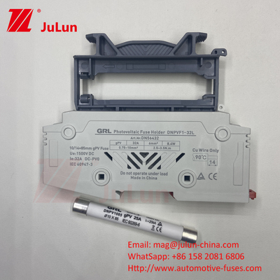 Fuseau 1500vdc 20a DNPVF1-32L Système solaire Pv Fuseau 1500vdc à souffle rapide Ceramique DIN Rail Moun 10x85MM Fuseau thermique 1500V