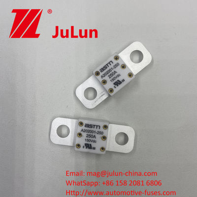 300A 150VDC A202001 Méthode de montage du boulon à vis Facile à installer 20*55mm Fuses automobiles en céramique avec couple serré recommandé 11-13N·m Pour M8