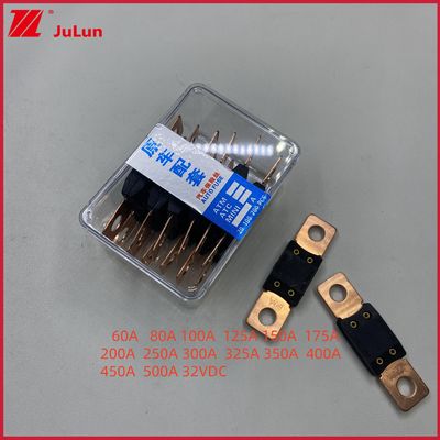 Fuseau de véhicule électrique en cuivre 32VDC Littelfuse 32V 48V 58V 80V 298 Série 40A 50A 60A 80A 100A 150A 200A 250A 300A 350A 400A 450A 500A Boulonnage sur fusible automatique MEGA