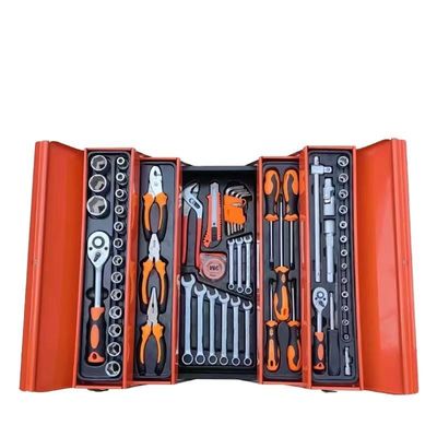 Ensemble de combinaison de boîtes à outils en fer 85 pièces Réparation de machines Ensemble de manches pliables à trois couches pour outil