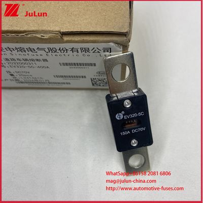 Fusible spécial pour voiture électrique EV320-5C 5X 150A 80A DC70V pour véhicule routier Courant nominal 80A～500A Sécurité et fiabilité pour VE